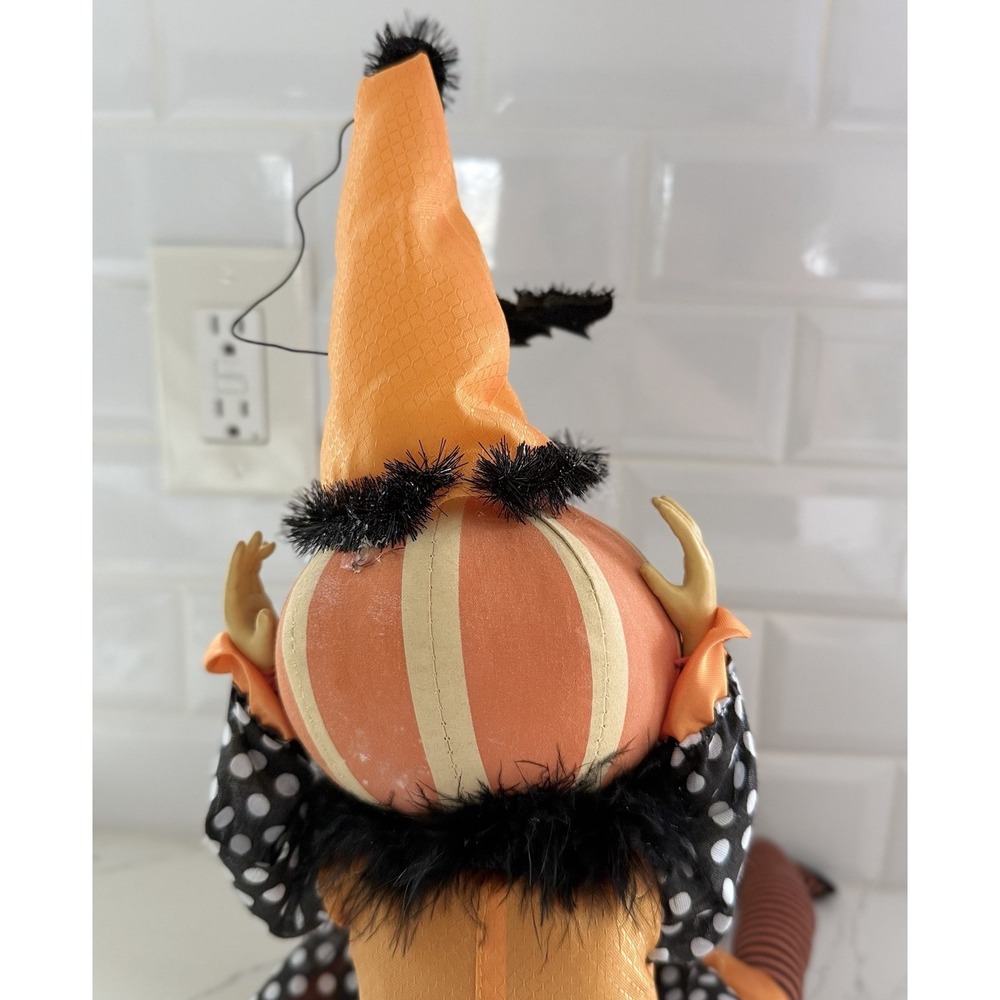 2014 Halloween Pumpkin Witch Bat Joe Spencer Shelf Sitter Folk Art Holiday - Picture 6 of 10